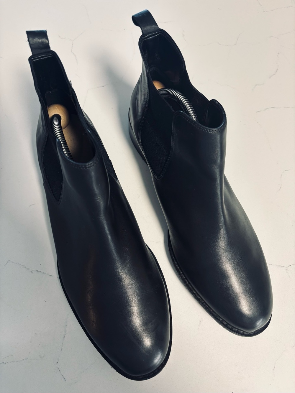 Clarks Black Leather Slip On Chelsea Ankle Boots